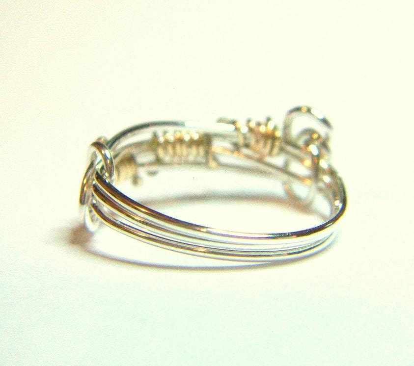 Gold Ball Love Knot Friendship Ring Sterling Silver 14K Yellow Gold