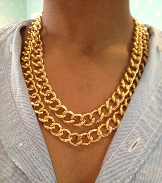 Chunky Double Gold Chain Link Necklace