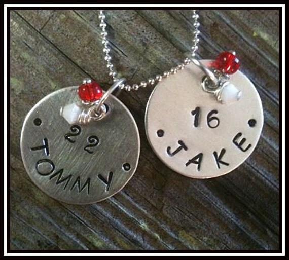 Sterling Silver Stamped Personalized Name & Number Pendant