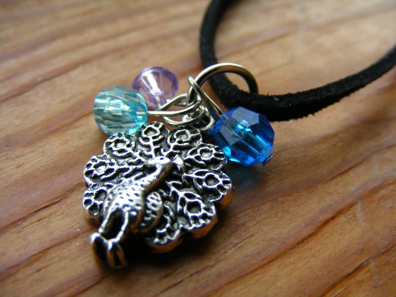 Long Necklace Peacock Charm