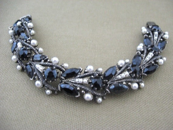 Florenza Signed Bracelet Vintage Rhinestone Chunky