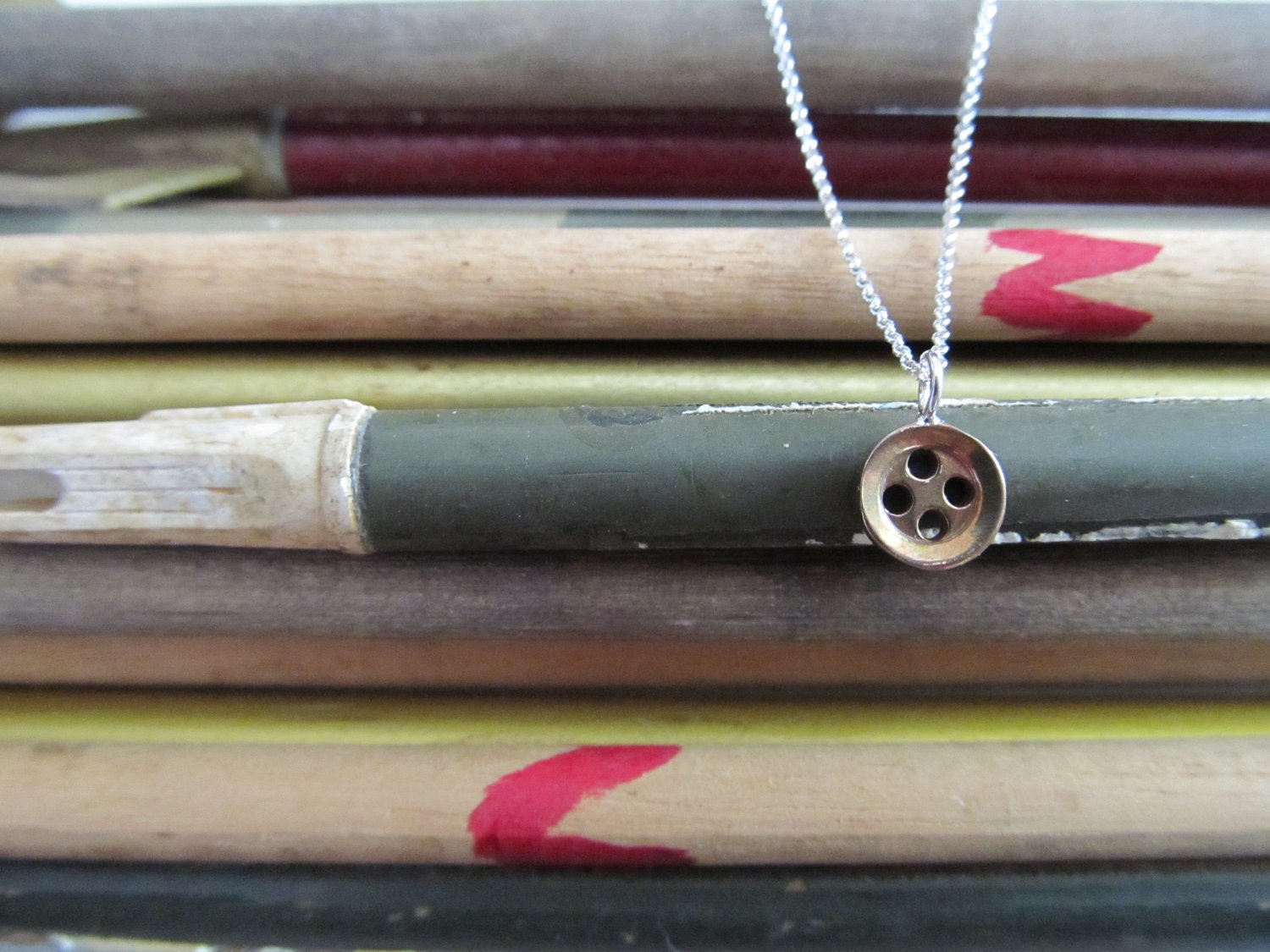 Bitty Button Necklace - bronze