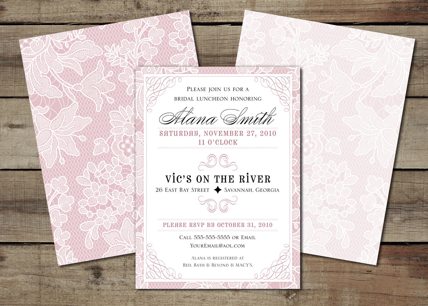 DIY Custom Printable Vintage Lace Wedding Shower Invitation