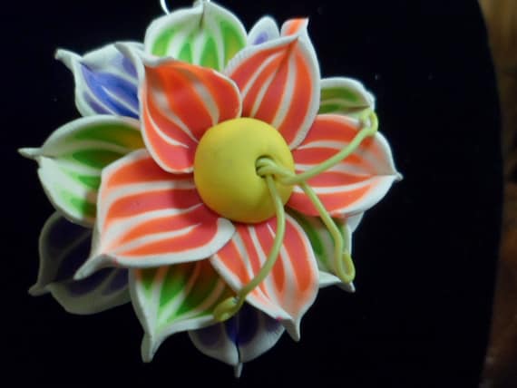 Tropical Flower Pendant: Polymer Clay