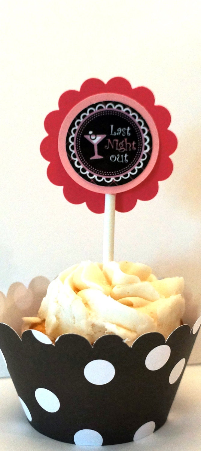 Bachelorette Cupcake Toppers in Hot Pink and Black