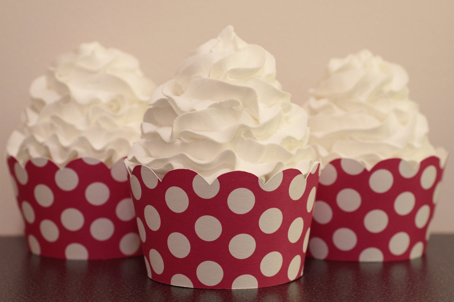 Hot Pink and White Polka Dot Cupcake Wrappers