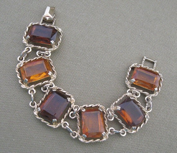 Vintage Topaz Glass Sarah Coventry Bracelet Chunky Style