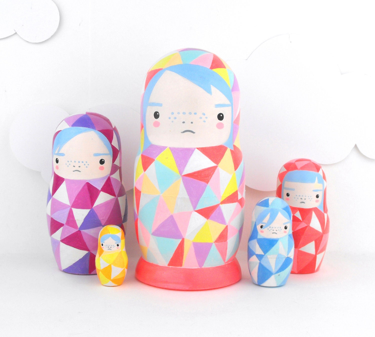 Geometric Nesting Doll Matroyshka 'Little Neons'