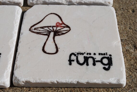 Natural Stone FUNGI Drink Coasters