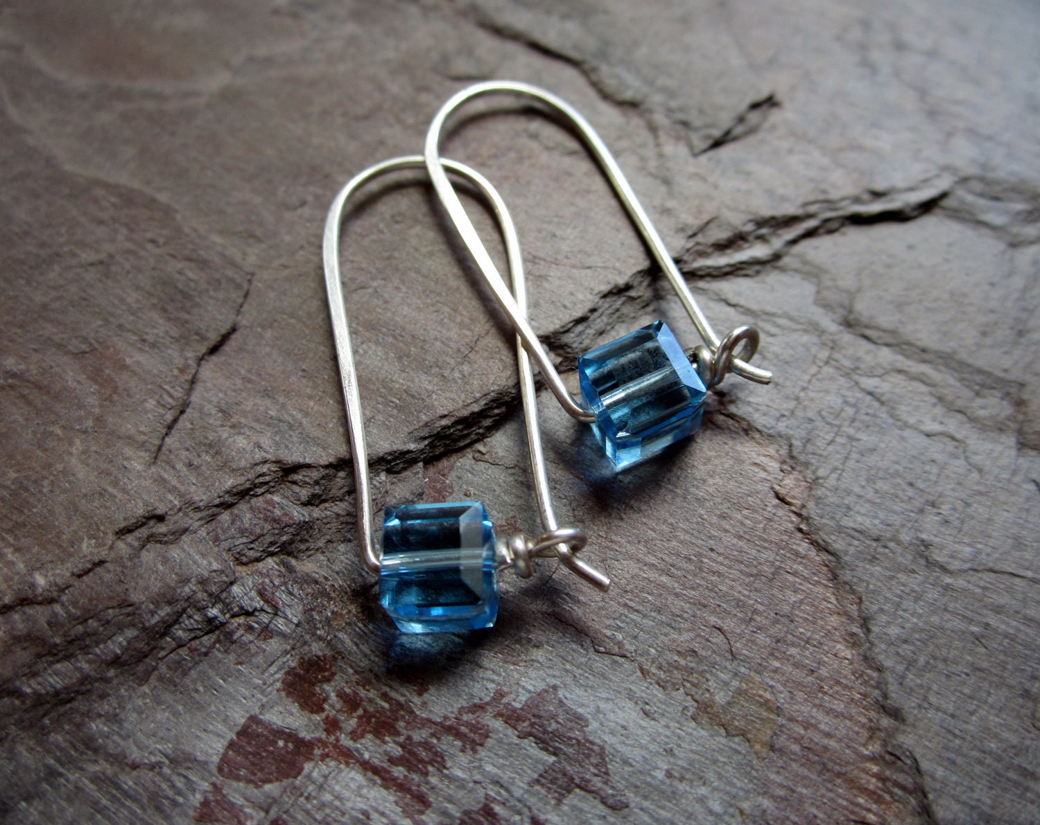 Belle Earrings - Genuine Swarovski Crystal Cubes & Sterling Silver