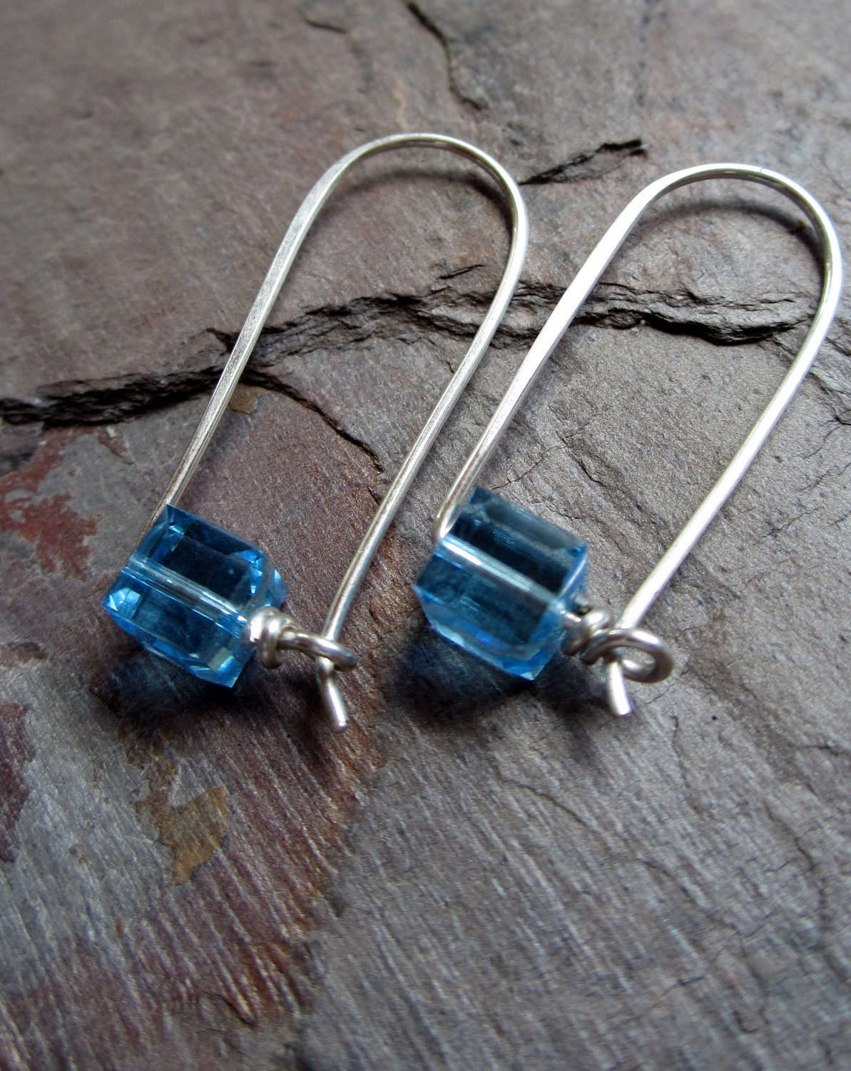 Belle Earrings - Genuine Swarovski Crystal Cubes & Sterling Silver