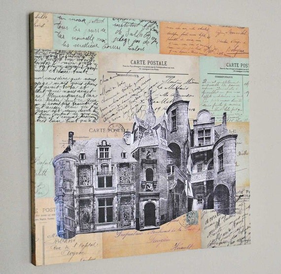 Original Vintage French Postcard Collage
