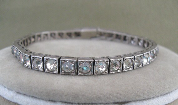 Art Deco Rhinestone Sterling Tennis Bracelet