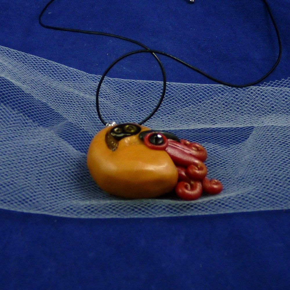 Brass Steampunk Nautilus Necklace - Polymer Clay Jewelry