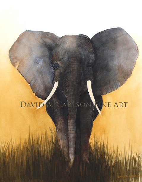 Elephant, Painting of Elephants, Watercolor Painting, Wildlife Painting, Elephant Art, Africa