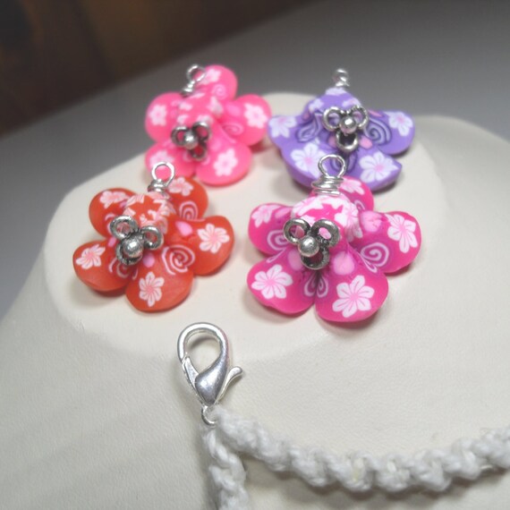 4 in 1 Interchangeable Red, Pink, and Purple Flower Hemp Necklace