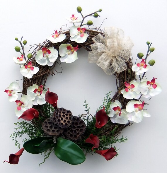 Orchids and Cala Lily Wreath