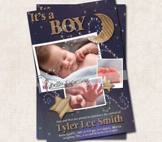 Baby Boy Birth Announcement Thank You by missbellaexpressions from etsy.com