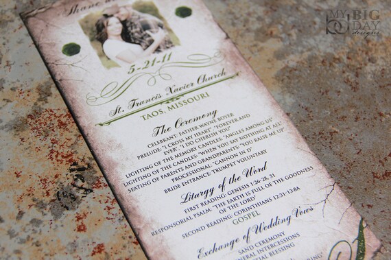 Vintage Wedding Program Vintage Romance From mybigdaydesigns