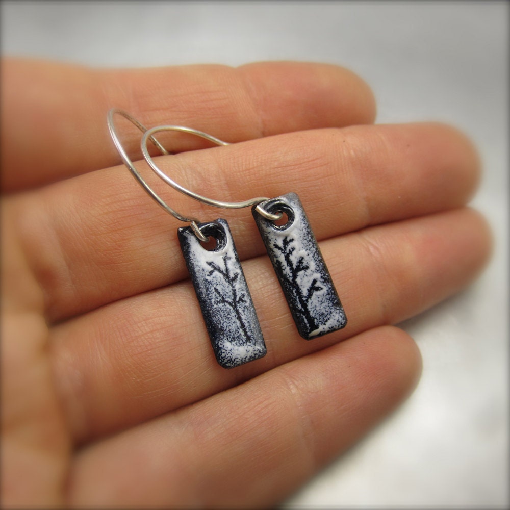 Enameled Little Long Tree Earrings by Beth Millner Enameled Little Long Tree Earrings by Beth Millner