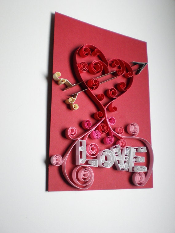 Quilled Paper Art - Love, Heart and Arrow