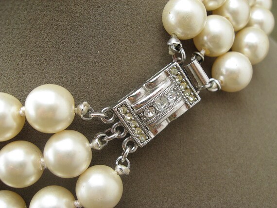 Designer Signed E. Pearl Layered Bead Vintage Necklace
