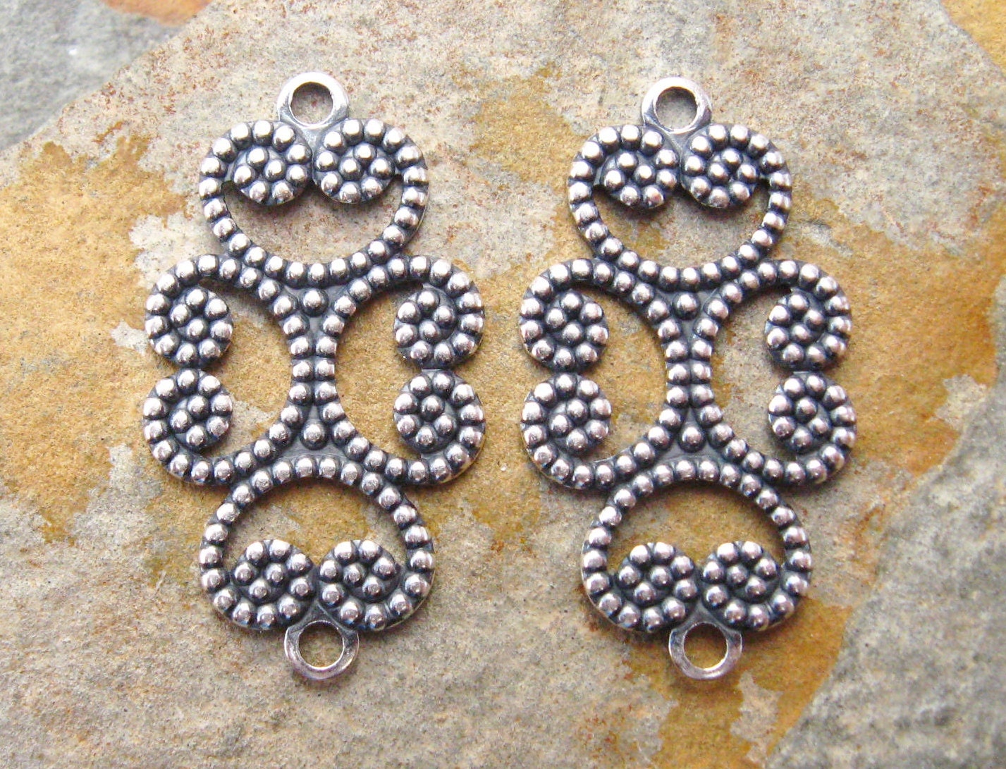 4 Antique Silver Oval Filigree Connector 13mm x 24mm -  Trinity Brass LOW SHIPPING