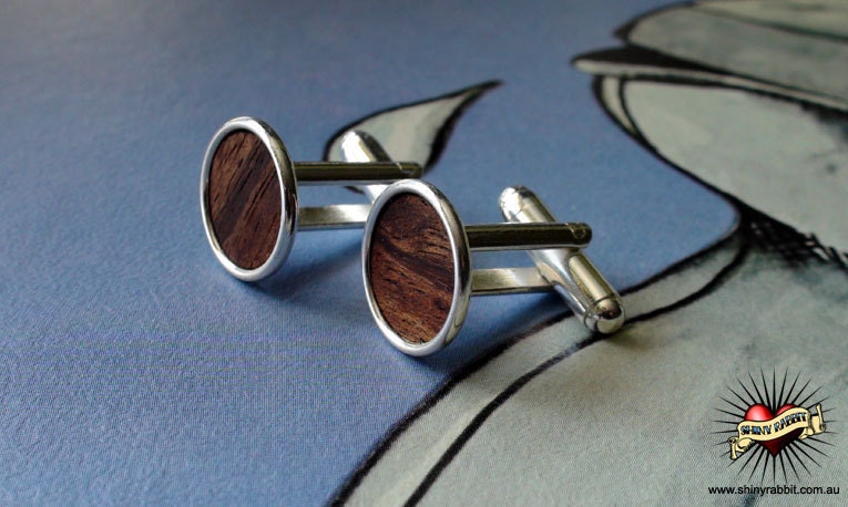 Australian Rivergum Wood Inset Cuff Links