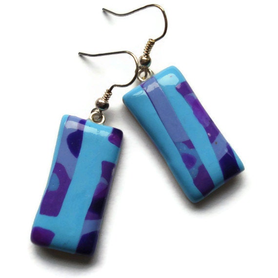 Oblong Drop Earrings  Turquoise and Purple by KireinaJewellery |  Craft Juice :  handmade kawaii jewellery jewelry