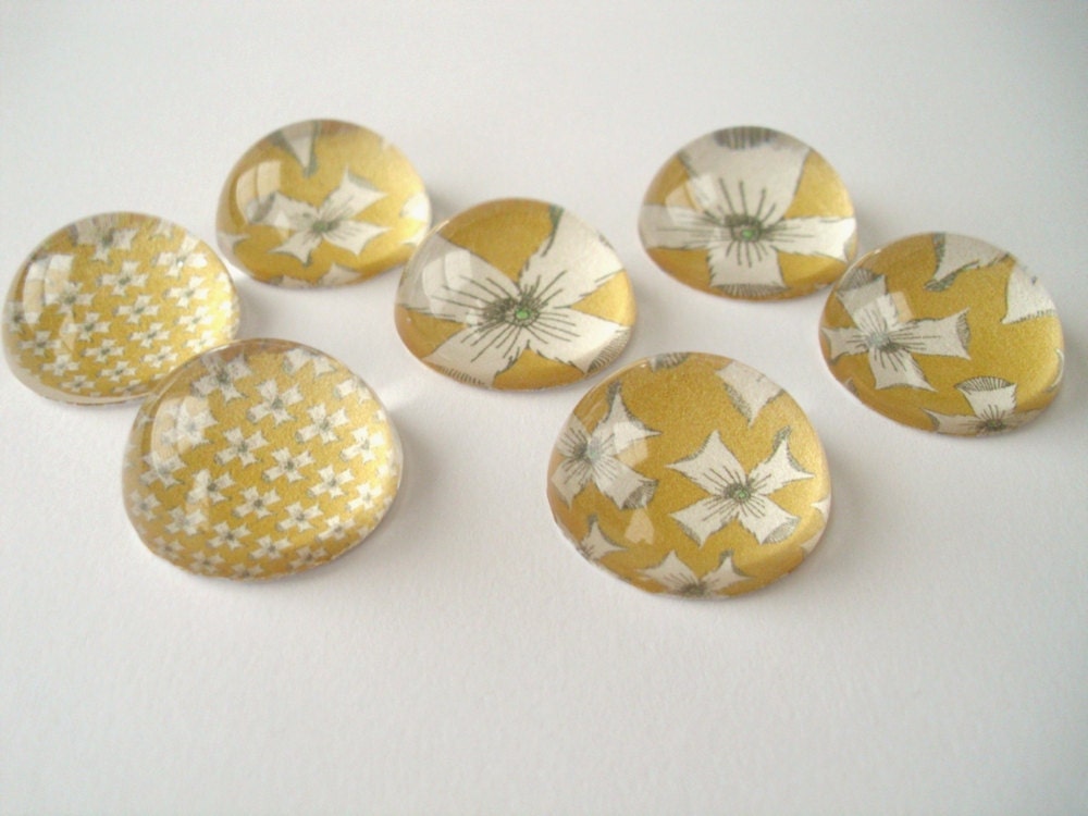 Vintage Flower Magnets, Yellow Kitchen Magnets, Acrylic Bubble Magnets - solar power yellow - Teacher Gift