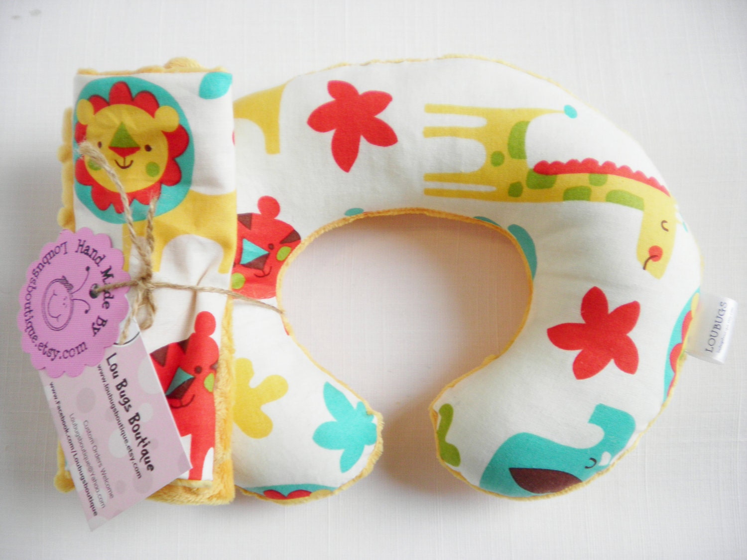 Mighty Jungle Baby Toddler Childrens Neck Travel Pillow with Matching Car Seat Strap Covers