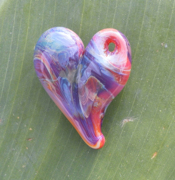 Pink and Purple Glass Heart