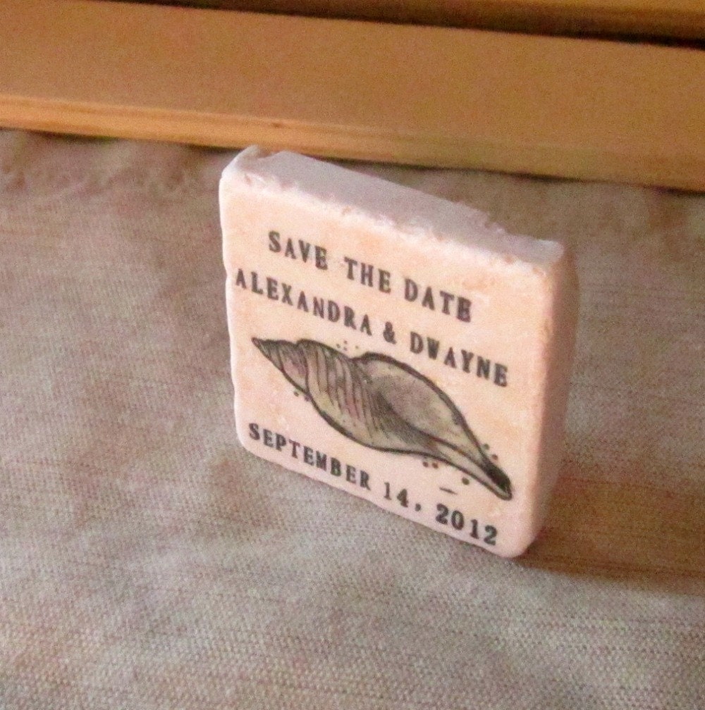 Seashell Wedding Favors, Save the Date Magnets, Set of 25