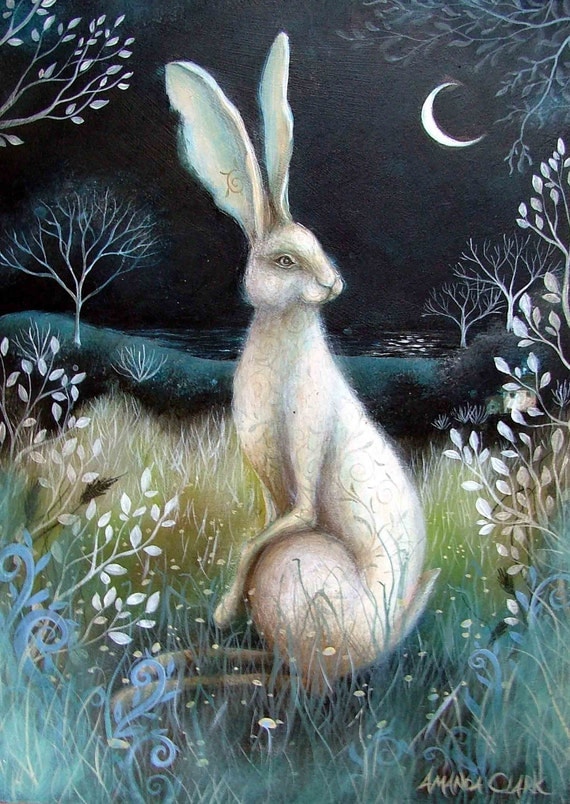 A fairytale  art print titled . Hare by Night.