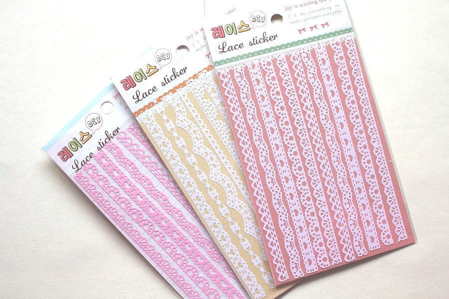 Paper lace sticker - scrapbook deco sticker, paper doilies - 1 sheet