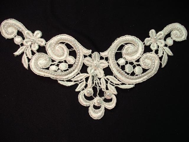 Dress It Up - Large Vintage Beaded Pearl Ivory Wedding  Applique Yoke (F)