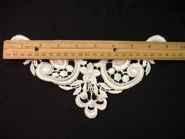 Dress It Up - Large Vintage Beaded Pearl Ivory Wedding  Applique Yoke (F)