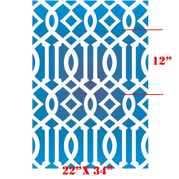 Bold Contemporary Geometric Interlock Clean Look Modern 2 Designer Allover Pattern Stencil for Walls Decor better than Vinyl