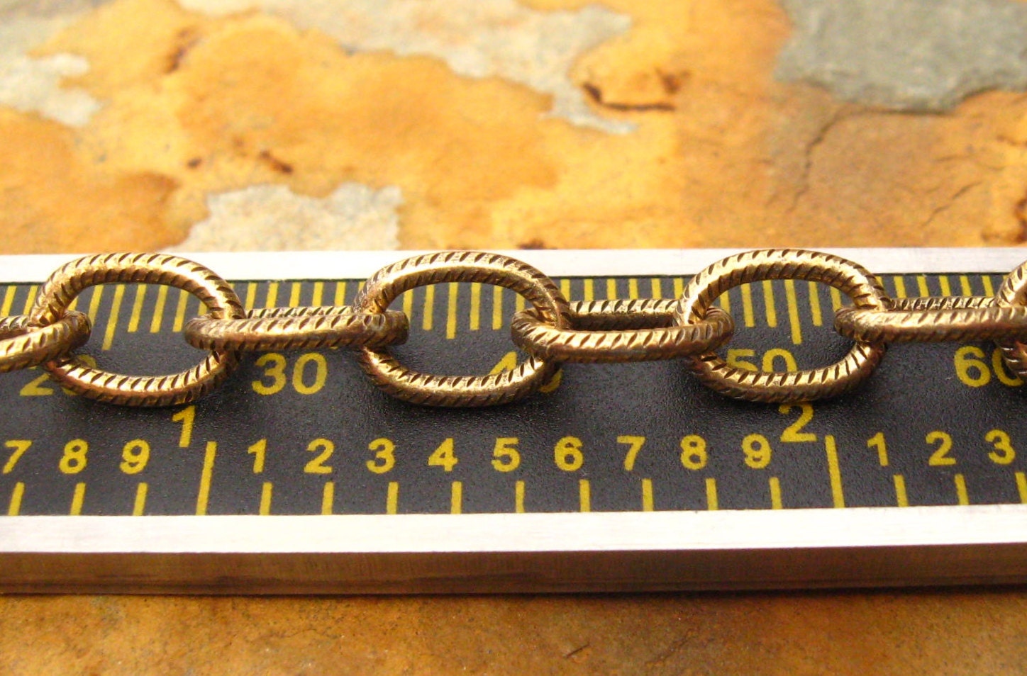 1 ft. Trinity Brass Large Etched Cable Chain 9.5mm Antique Gold Patina - LOW SHIPPING