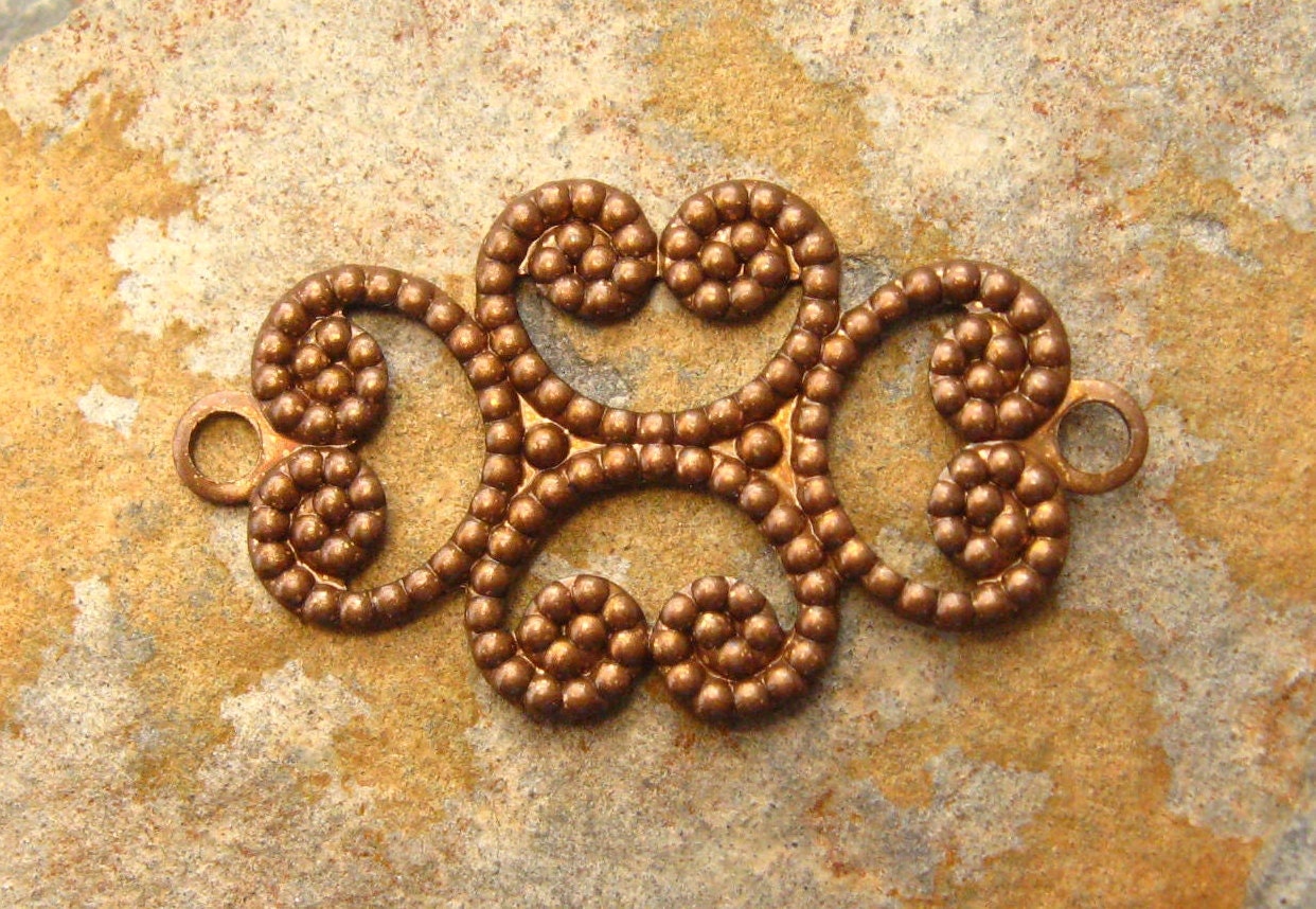 4 Oval Filigree Connector 13mm x 24mm Trinity Vintage Patina - Trinity Brass LOW SHIPPING