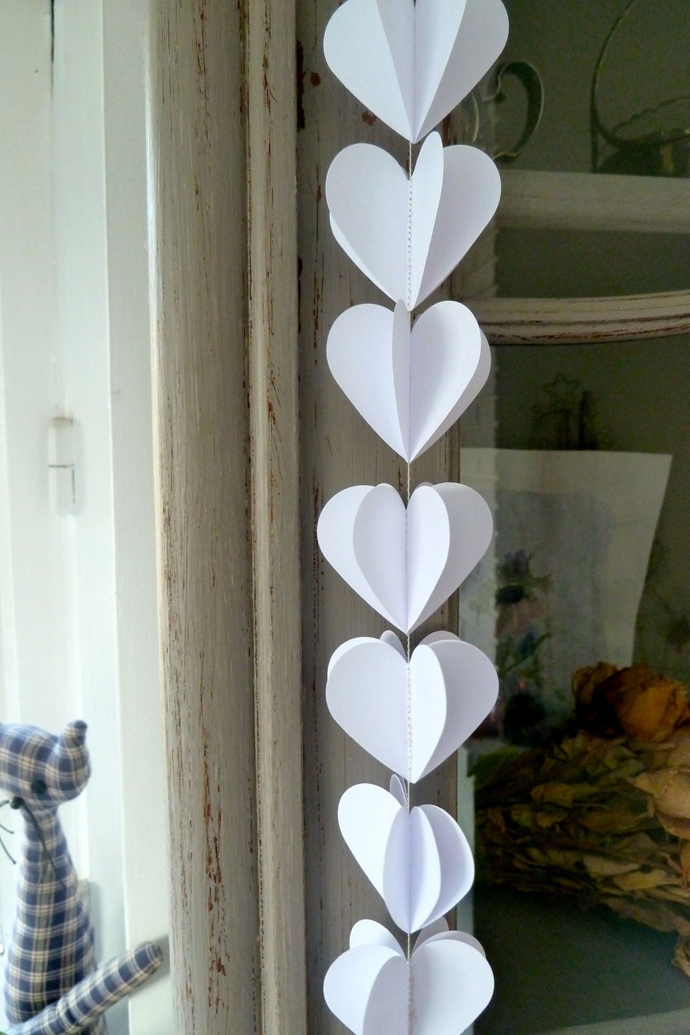Paper hearts garlands SO WHITE paper garland heart garland wedding 