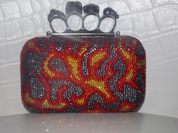 Custom Made Flame Clutch with knuckle rings
