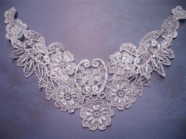 Vintage Lace Yoke Applique - Light Grey - (11)