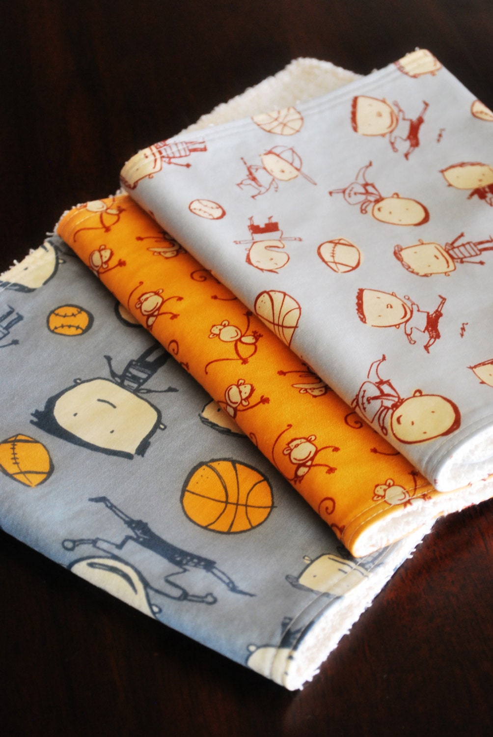 Terry cloth burp cloths - baby boy