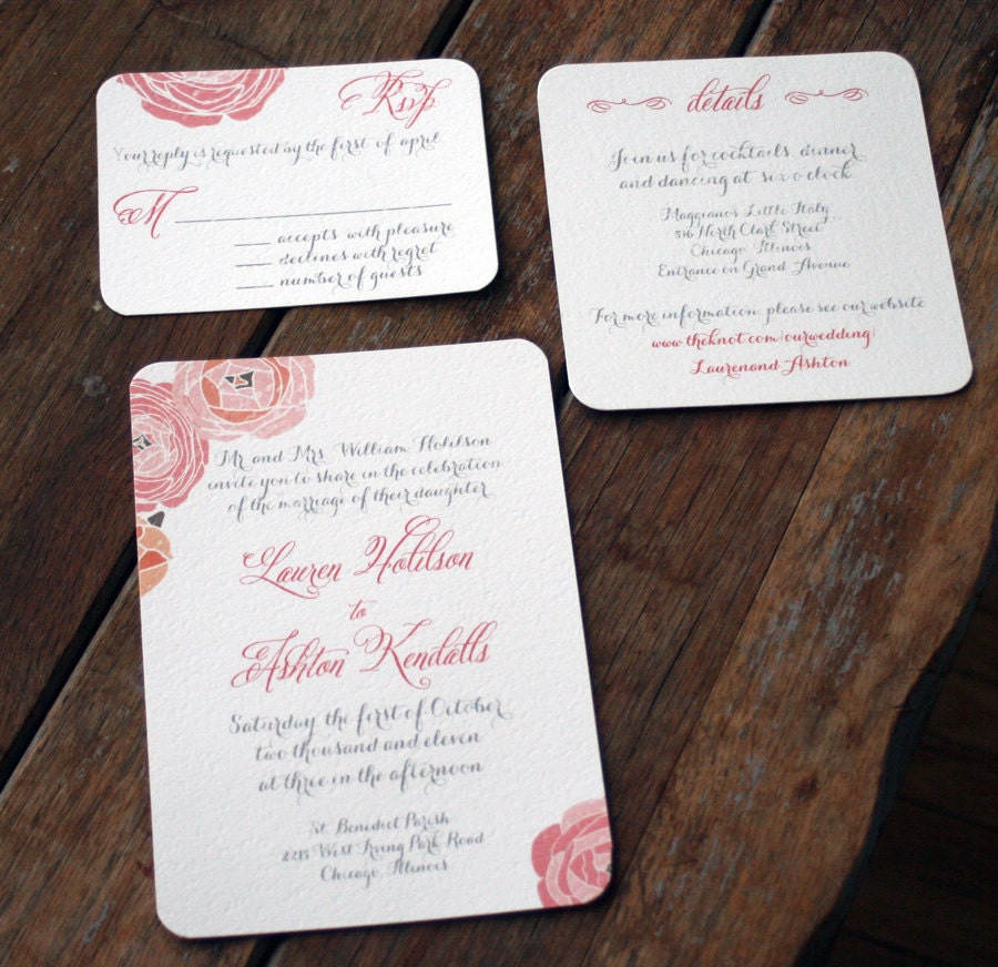 Rustic and Romantic Wedding Invitation Shabby Chicvintage flowers
