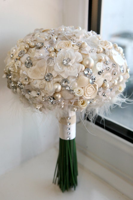 style Artificial Silk Heirloom Bridal Wedding Bouquet posie shabby Chic