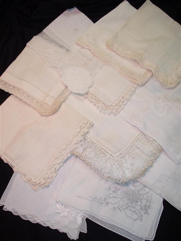 Handkerchiefs - Vintage Grouping of 11 - (D) - Hanky Panky - All White