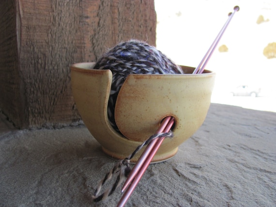 Wheel Thrown Ceramic Yarn Bowl in Golden Brown