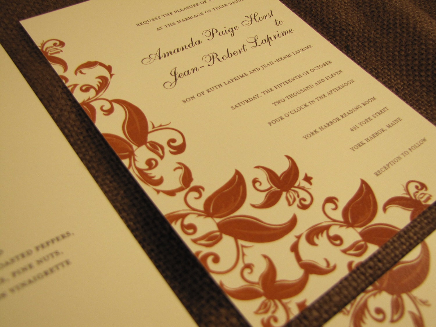 orange and brown and ivory wedding