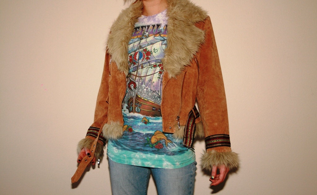Upcycled southwestern suede leather jacket
